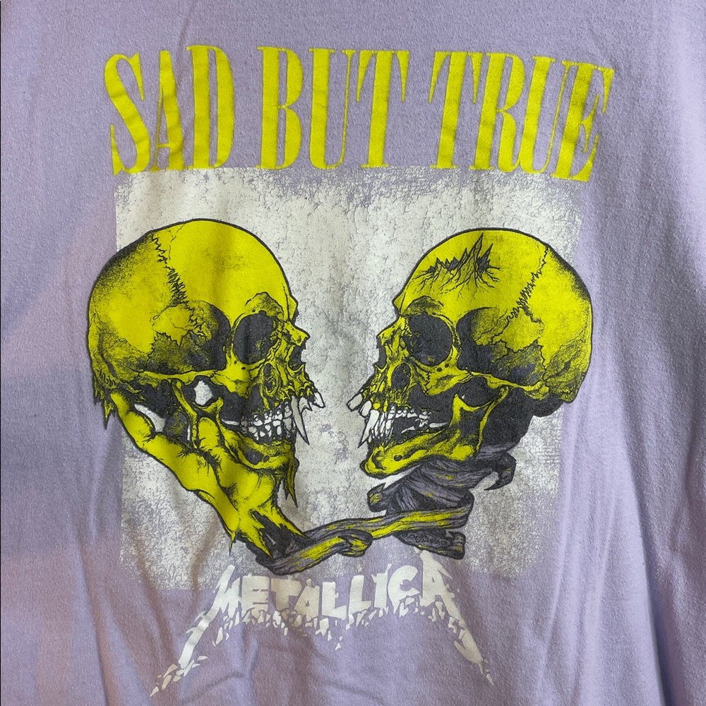 Metallica T-Shirt Sad But True Lavender Skull Graphic Size Large
